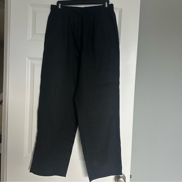 Banana Republic Linen Pull-on Black Wide Leg Ankle Pants - Picture 2 of 5